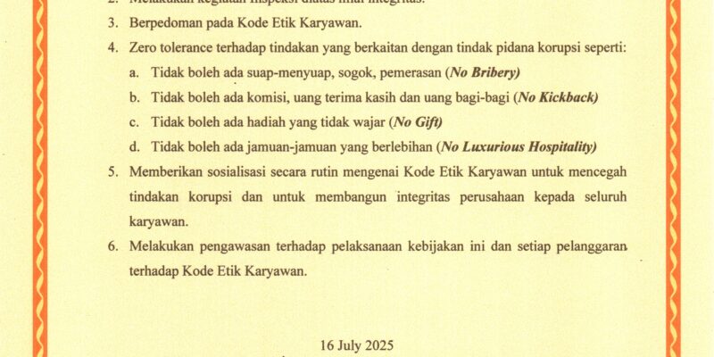 Kebijakan Anti Suap dan Korupsi - PT Greatways Engineering